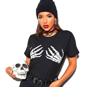 SHEIN skeleton Hands shirt